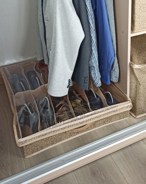 Органайзер ГЕЛЕОС для хранения вещей и обуви,12 отделений, «Миндаль» / Бежевый, 64х60х12 см (арт. МНД_191)