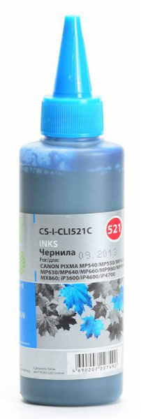 Чернила Cactus голубой 100мл для Canon (арт. CS-I-CLI521C)
