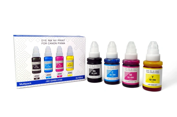 Чернила NVP GI-490 для принтеров Canon Pixma G1400/G2400, набор 4 цвета по 100 мл