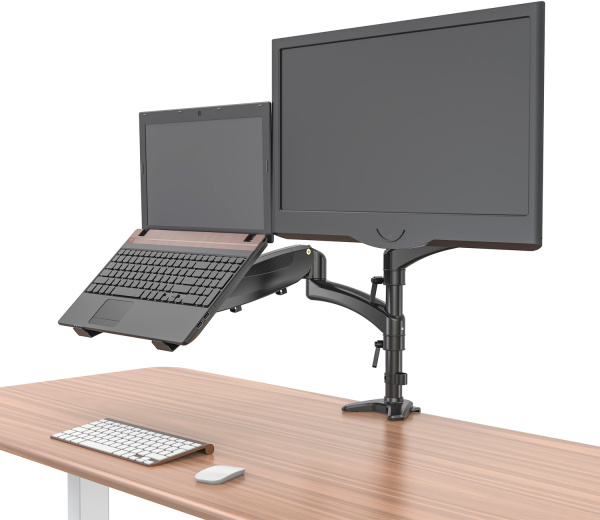 Кронштейн для монитора/ноутбука Cactus черный, 13"-27", макс. 8кг (арт. CS-VM-LH08-BK)