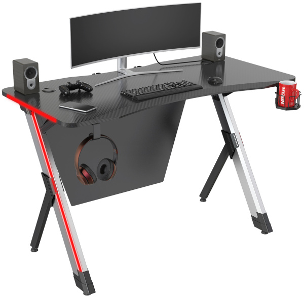 Стол игровой Cactus серебристый (арт. CS-GTX-AL-CARBON-RED)