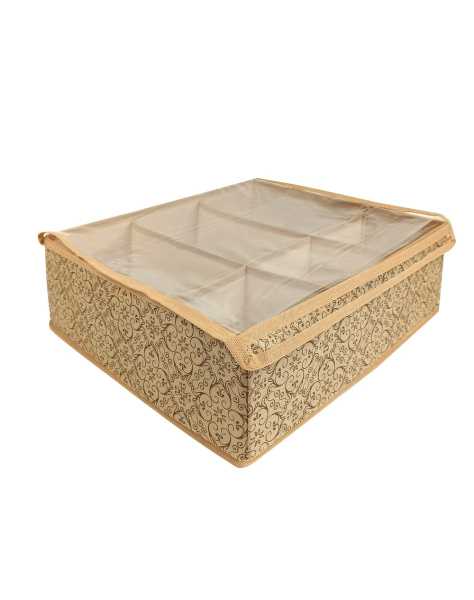 Органайзер ГЕЛЕОС для хранения вещей, 6 отделений, «Миндаль» / Бежевый, 40х40х13 см (арт. МНД_151)