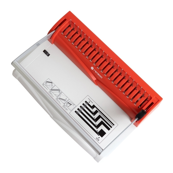 Переплетчик ГЕЛЕОС БП-13+ бело-красный на пластиковую пружину, А4 (арт. БП13пбк)