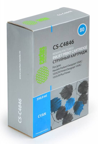 Картридж Cactus №80 голубой (400мл) для HP (арт. CS-C4846)