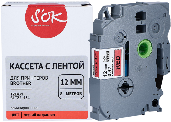 Кассета с лентой Sakura Printing TZE431 (черный, 12мм/8м) (арт. SLTZE431)