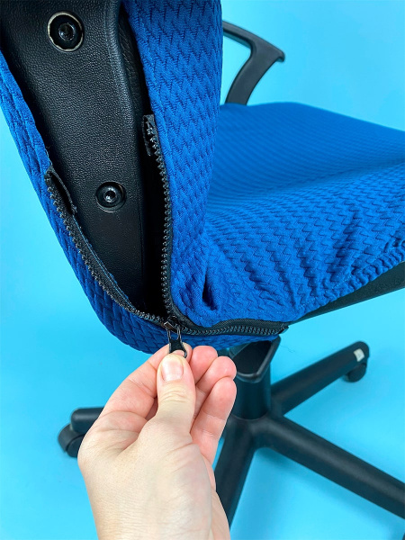 Чехол на компьютерное кресло ГЕЛЕОС 422Л (размер L, волна, лазурный) (арт. ГЧ00422Л)